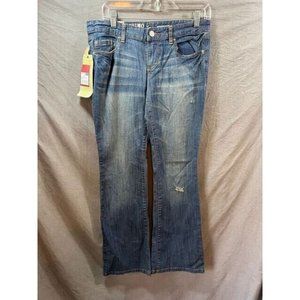 Mossimo Pants Womens 9S Blue Denim Belted Pocketed Boot Cut 30x29.‎